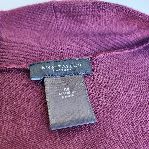 Ann Taylor Women's Open Front Thin Knit Cardigan Duster Sweater Wool Acrylic M - Picture 6 of 9